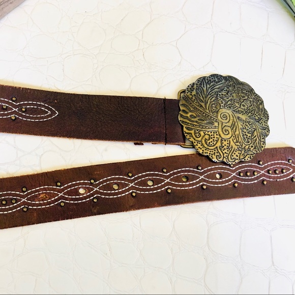 Columbia Boho Style Brown Leather Belt - Picture 5 of 7